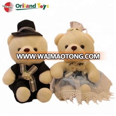 fashion design soft stuffed couple teddy bear wedding plush bear toy