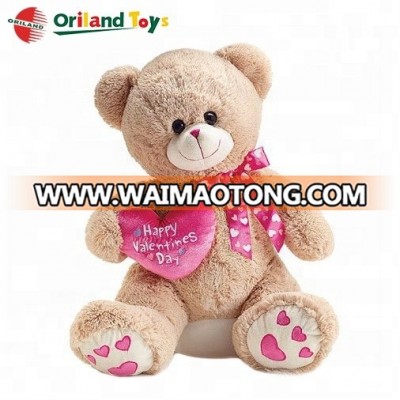 plush stuffed valentines teddy bears wholesale with soft pink heart